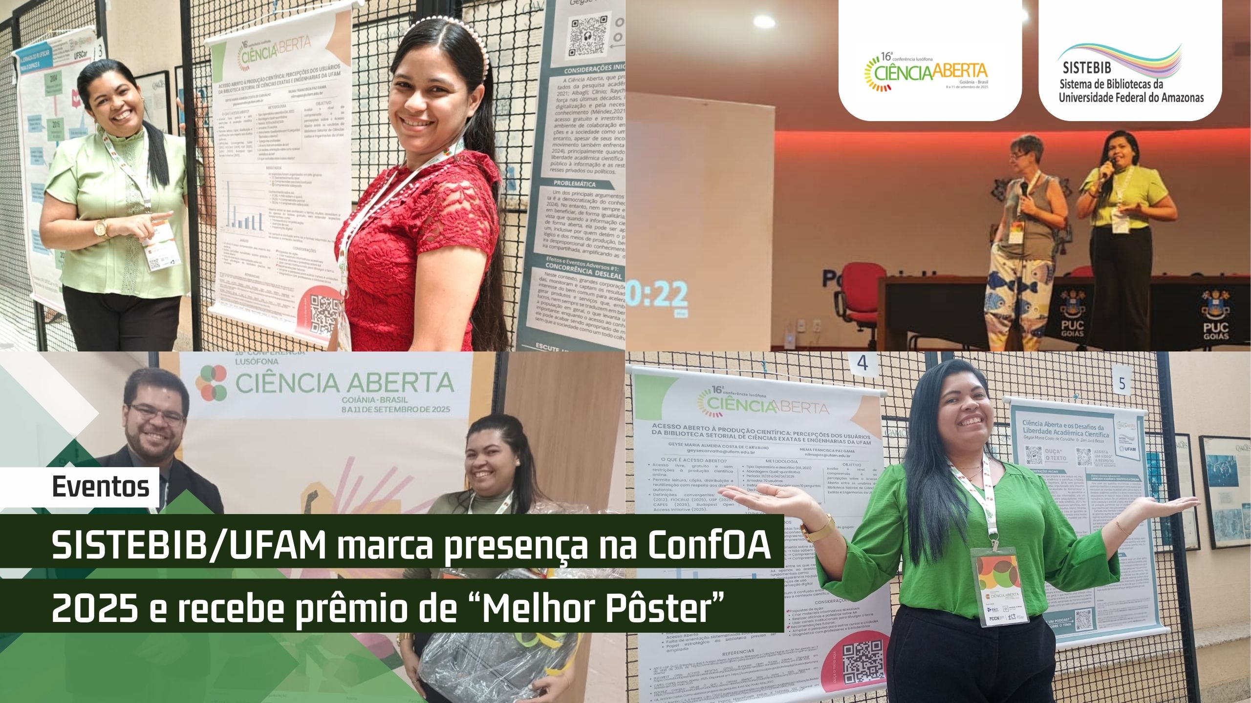 SISTEBIB/UFAM marca presença na ConfOA 2025 e recebe prêmio de “Melhor Pôster”