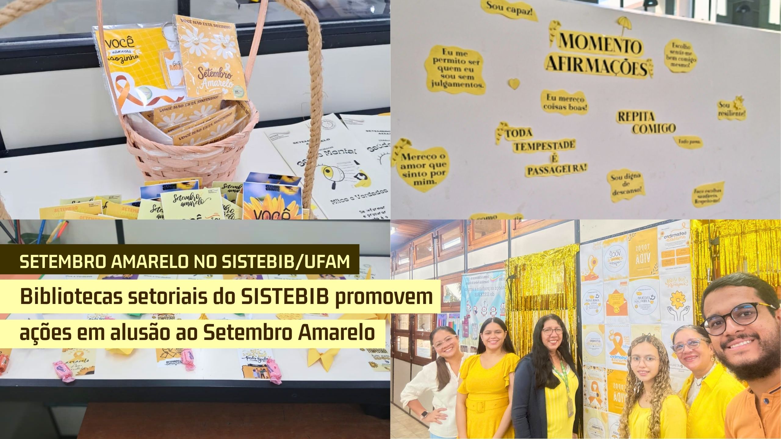 Bibliotecas setoriais do SISTEBIB promovem ações em alusão ao Setembro Amarelo	Bibliotecas setoriais do SISTEBIB promovem ações em alusão ao Setembro Amarelo 